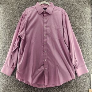 EB Wood size 17 pink non-iron 100% cotton long sleeve dress shirt